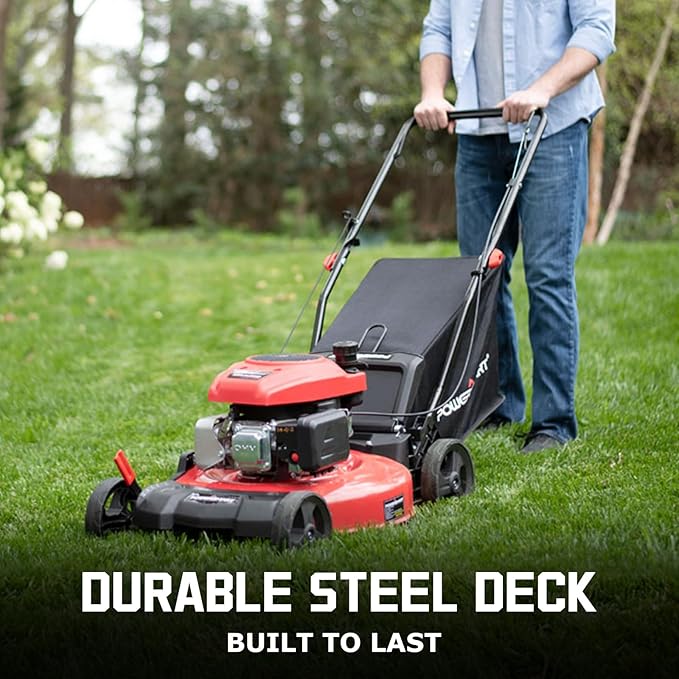 PowerSmart Lawn Mower Gas Powered, 18-Inch 144cc Engine 3-in-1 Walk-Behind Push Lawn Mower, Oil Included-VerdiqueGarden