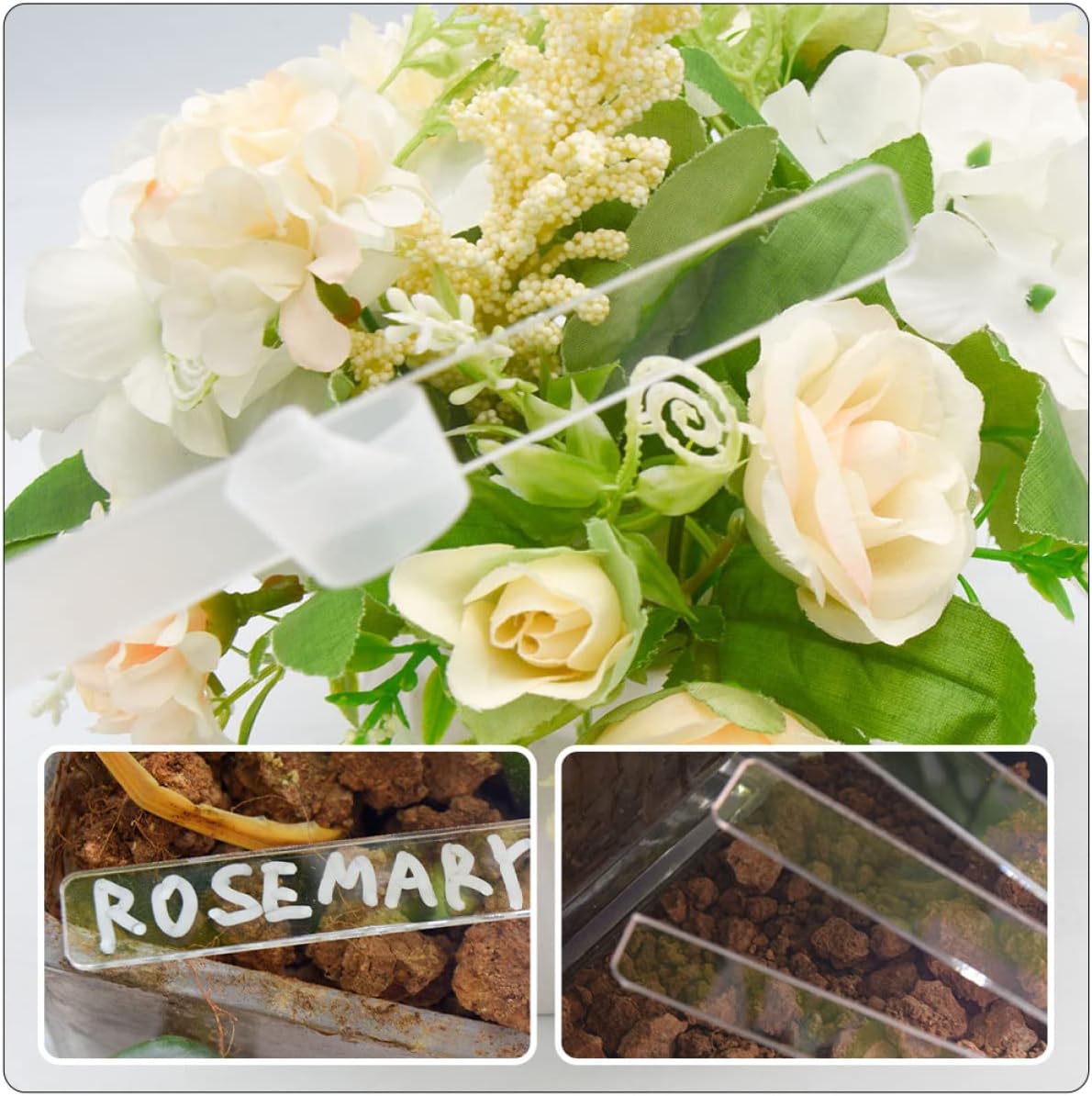 48 pcs Pot Clear Blank Ground Identifier Tag for Acrylic Outdoor Label Markers Garden Labels Identification Label: DIY Plant Gardening Weatherproof Vegetables Stakes-VerdiqueGarden