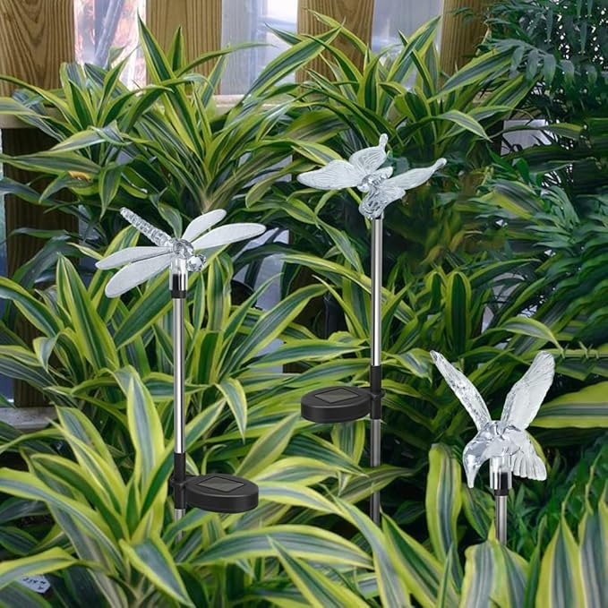 Anordsem Solar Lights Outdoor Decorations: Garden Stake Light Waterproof for Yard Decor Outside - LED Dragonfly Hummingbird Butterfly Lamp for Patio Pathway Home-VerdiqueGarden