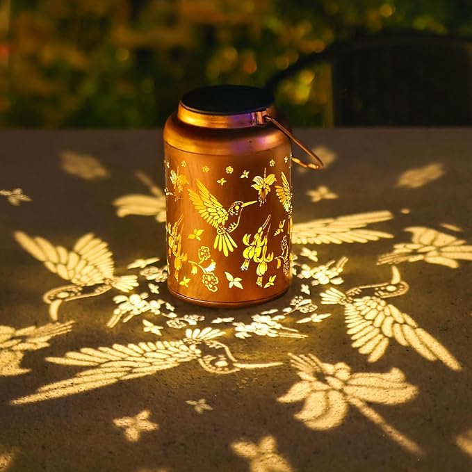 Hummingbird Solar Lanterns Outdoor Waterproof Hanging Solar Lights Metal Decor Lantern LED Light Christmas Decorative for Garden,Patio,Yard,Lawn,Backyard,Front,Porch as Holiday Gifts for Women Mom-VerdiqueGarden