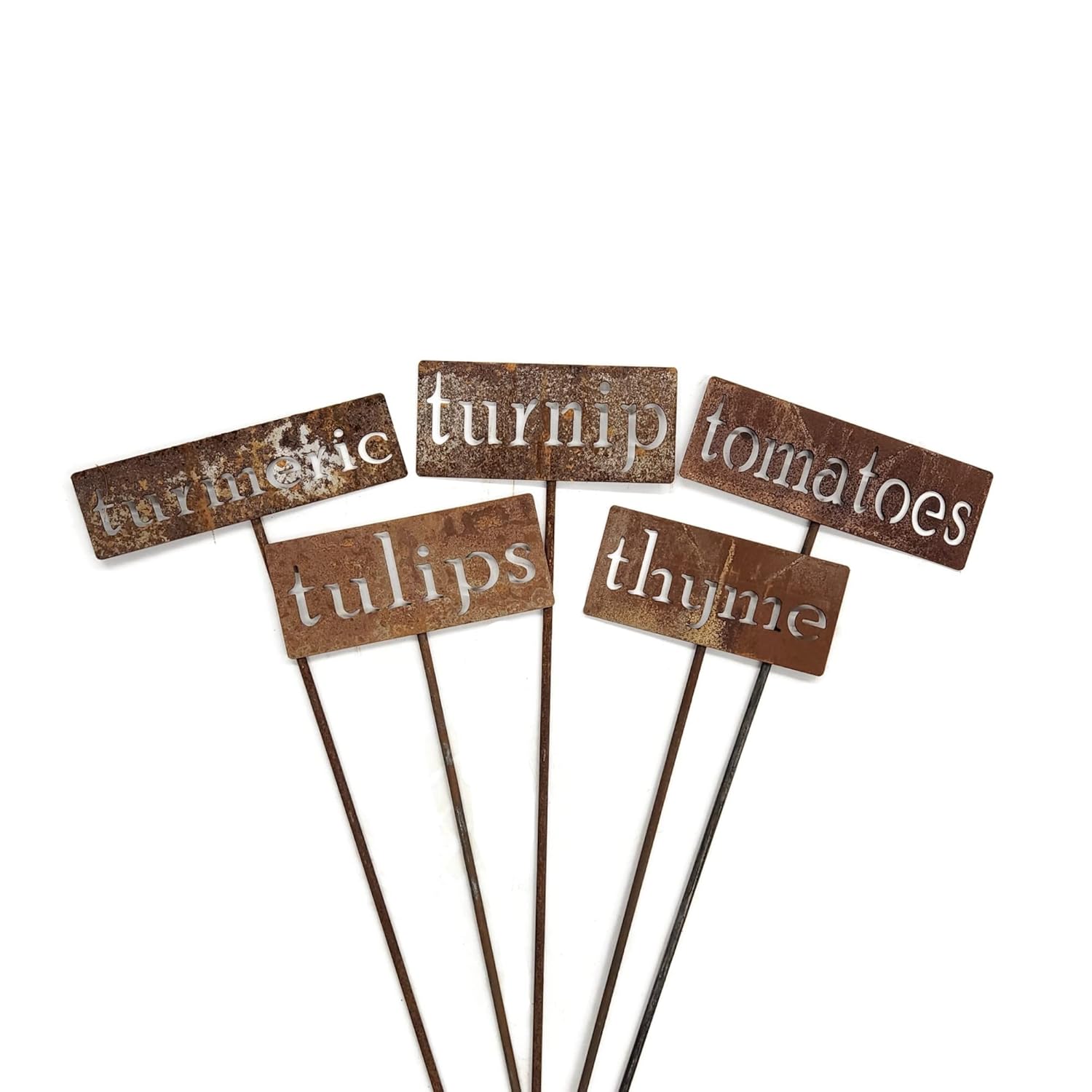 Classic Metal Garden Markers 19 Inches Tall (tarragon, Naturally Rusted)-VerdiqueGarden