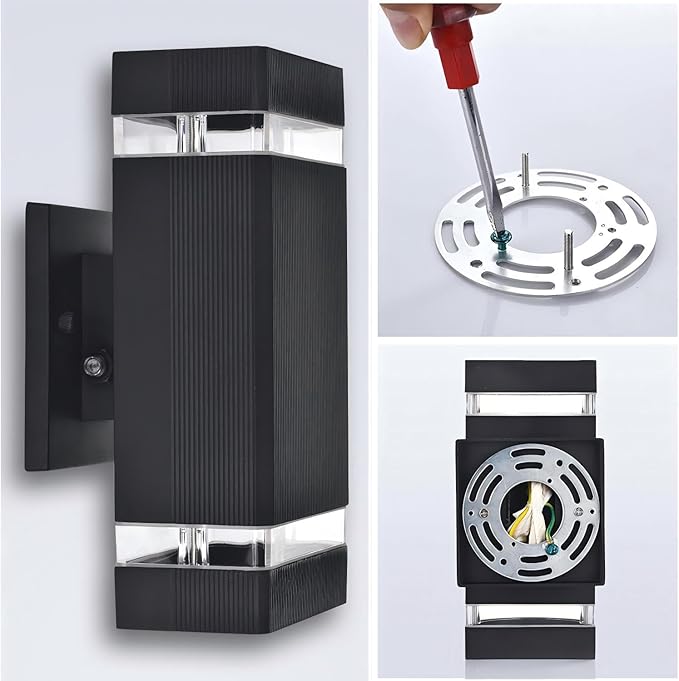 Motion Sensor Outdoor Wall Lights, Dusk to Dawn Exterior Light Fixtures with 3 Modes, Modern Up Down Wall Sconce, Waterproof Aluminum Porch Light for Garage, Patio, Front Door-VerdiqueGarden