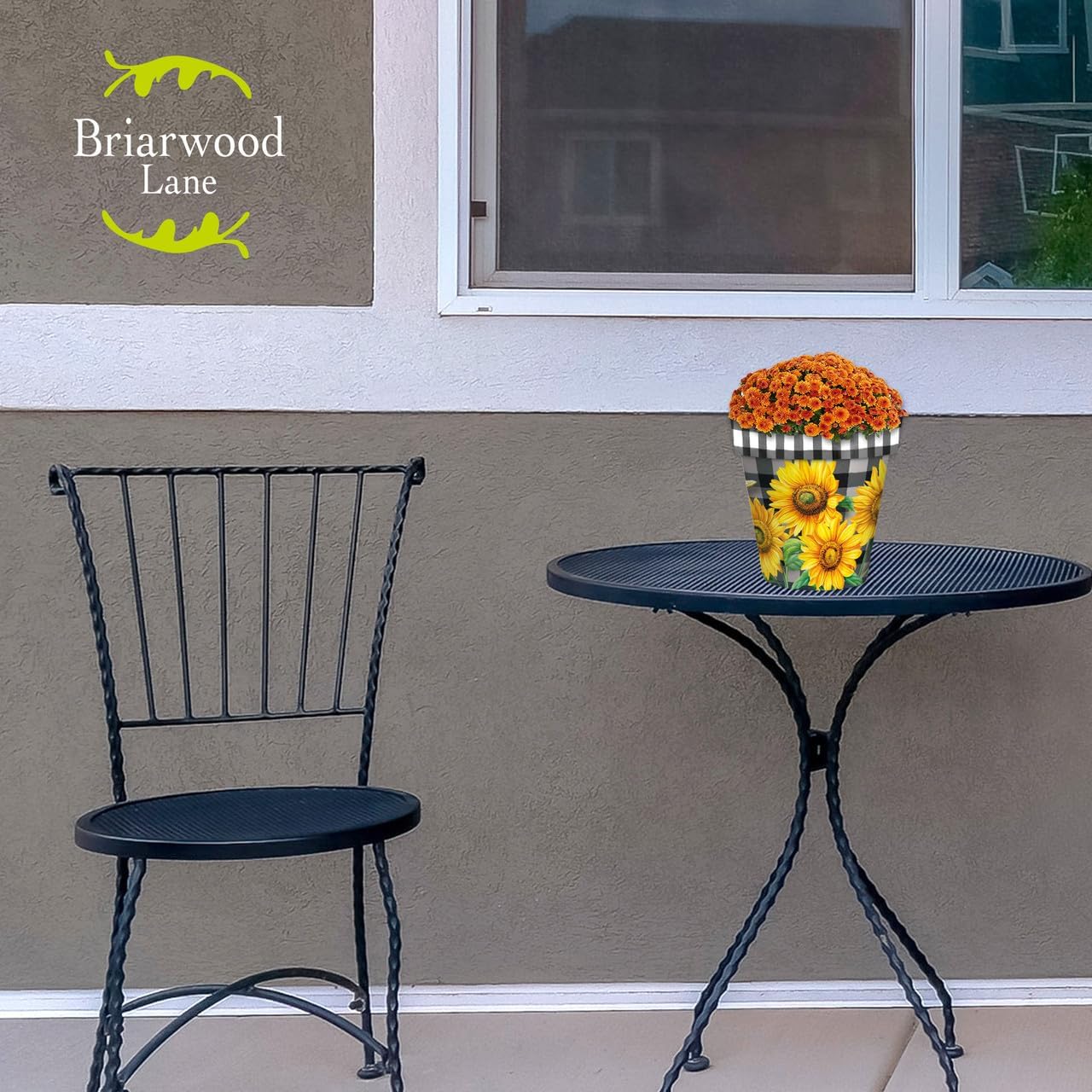 Briarwood Lane Checkered Sunflowers Decorative Small Planter-VerdiqueGarden