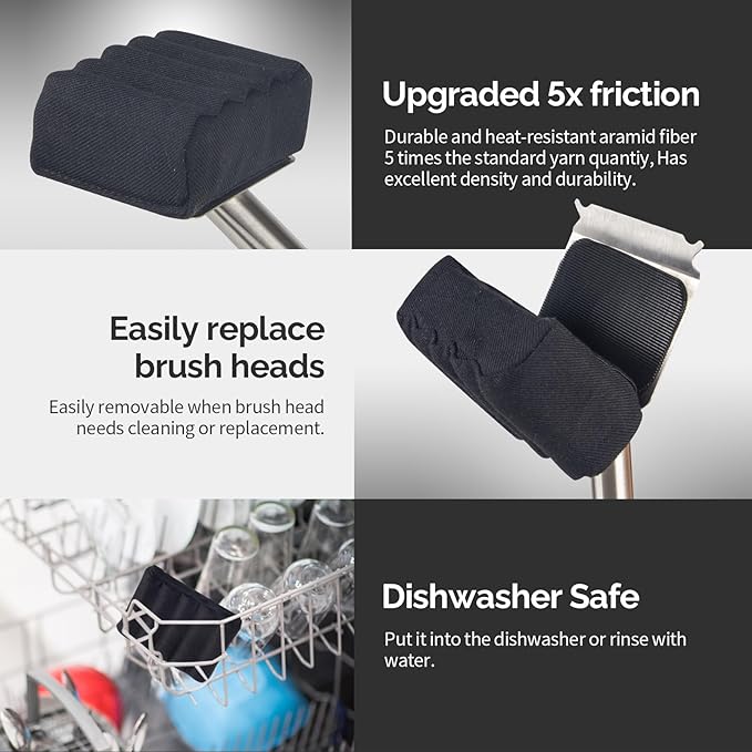 Grill Brush Bristle Free,Unique Wave pad for Cast Iron/Stainless-Steel Grates, (Only Replaceable Cleaning Head No Grill Brush)-VerdiqueGarden