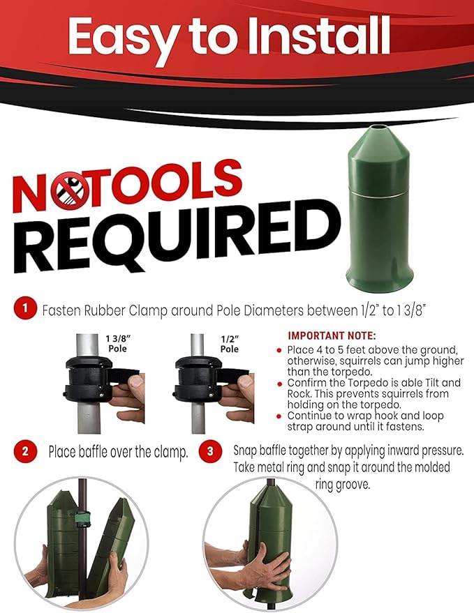 iPrimio 18" Squirrel Baffle - Easy Install Pole Wrap Around Baffle: Protect Hanging Bird Feeders, Squirrel Baffles for Feeders, No Tool Install, Durable Weather Resistant, for Bird Feeder Poles-VerdiqueGarden
