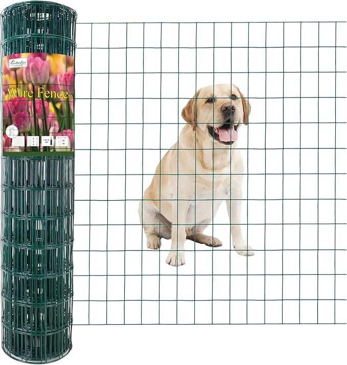 Green PVC Coated Welded Wire Fence 36 Inch x 50 Foot, 2 Inch x 3 Inch 16GA, Garden Border Fencing Roll Vinyl Coating Metal Wire Mesh for Yard Vegetable Plant Protection Poultry Netting-VerdiqueGarden