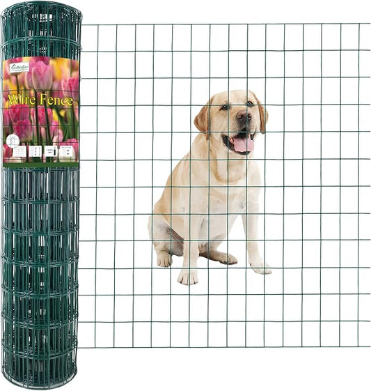 Green PVC Coated Welded Wire Fence 36 Inch x 50 Foot, 2 Inch x 3 Inch 16GA, Garden Border Fencing Roll Vinyl Coating Metal Wire Mesh for Yard Vegetable Plant Protection Poultry Netting-VerdiqueGarden