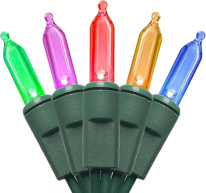 Multicolor LED Christmas Lights - 35 Count Multi-Colored Christmas String Lights for Small Tree, Crafts, Holiday, Indoor/Outdoor Decorations, 11 Feet Green Wire, UL Certified, Connectable-VerdiqueGarden
