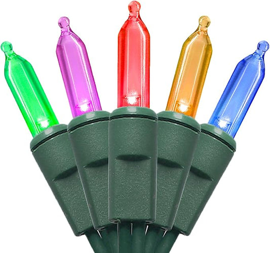 Multicolor LED Christmas Lights - 35 Count Multi-Colored Christmas String Lights for Small Tree, Crafts, Holiday, Indoor/Outdoor Decorations, 11 Feet Green Wire, UL Certified, Connectable-VerdiqueGarden