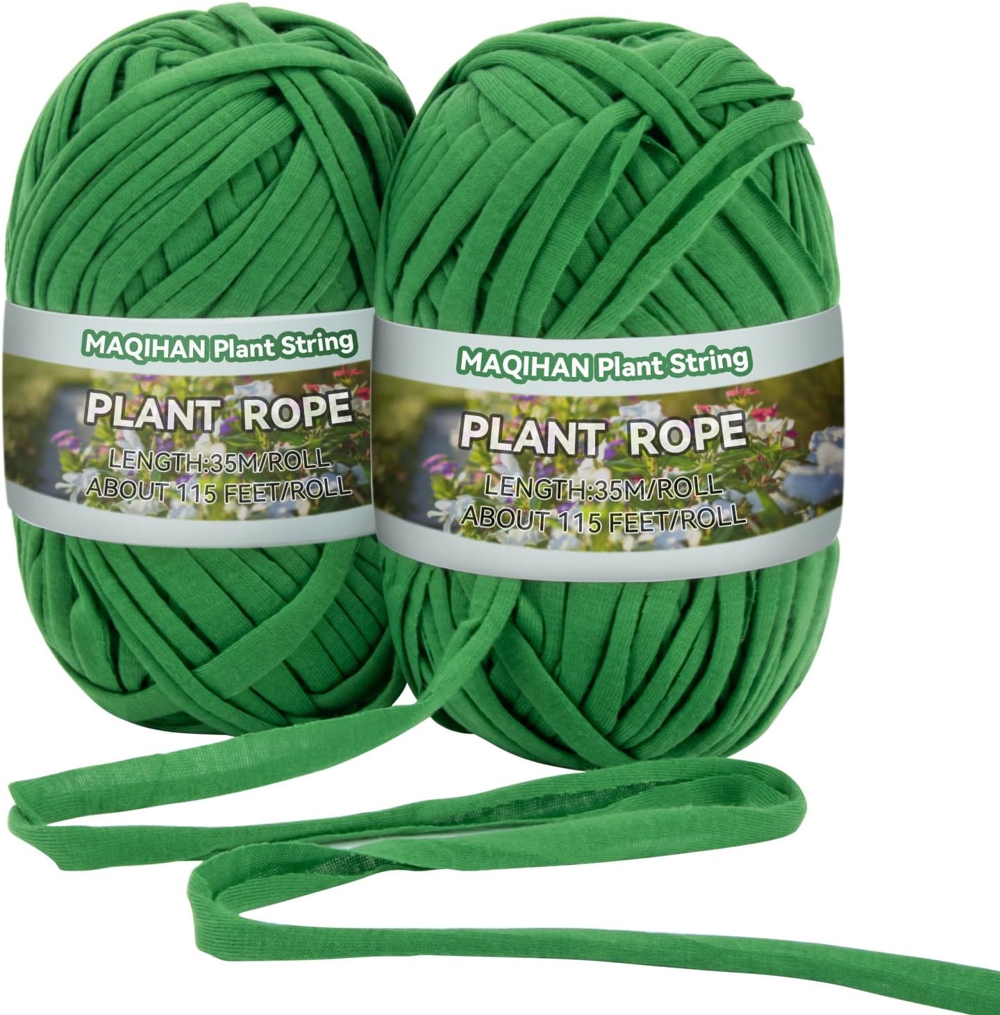 2 Pack Garden String - Plant Ties, Garden Twine, Gardening Tape, Tree Support, Stretchy Trap for Trees,Flowers,Green Soft Ties for All Plants All Gardeners(35M/Roll,115FT)-VerdiqueGarden