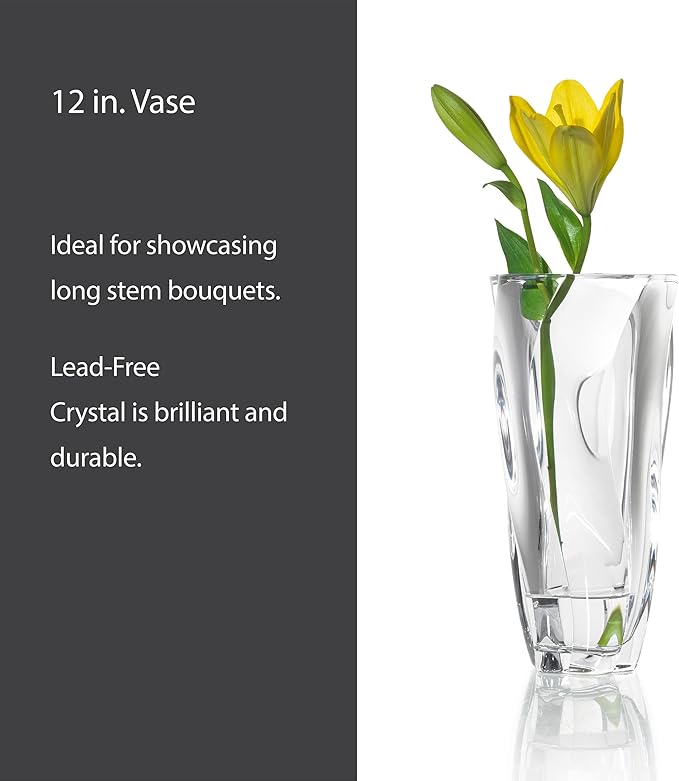 Mikasa Cassia Crystal Glass Vase, 12 Inch-VerdiqueGarden
