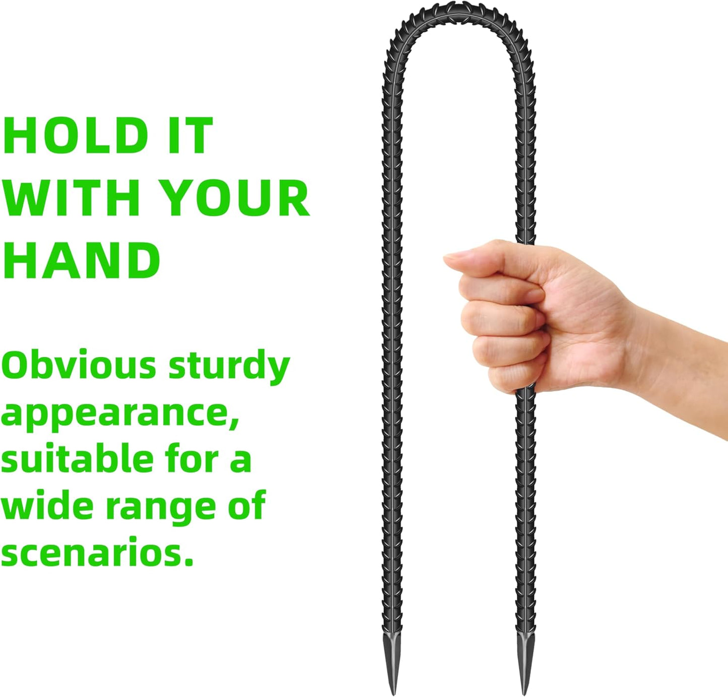 10 Pieces 16-Inch Garden Ground Stakes Galvanized Steel U Shape Hook Rebar Stake - Heavy Duty Ground Anchors for Tents, Position Kits,Fences, and Trampolines-VerdiqueGarden