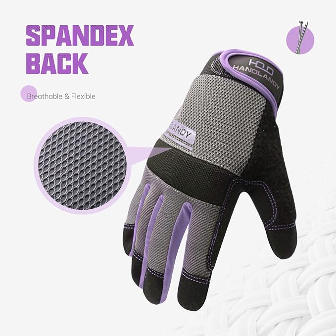 HANDLANDY Women Safety Work Gloves Utility Touch Screen Working Grip Glove for Yardwork Gardening Breathable Mechanic Gloves-VerdiqueGarden