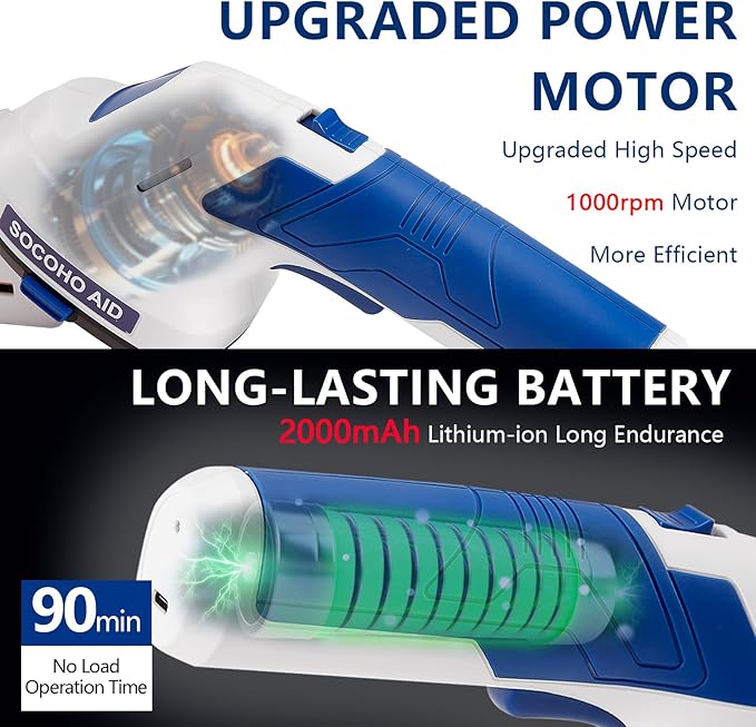 Cordless Hedge Trimmer Grass Shear - 2 in 1 Handheld 7.2V Electric Shrubbery Trimmer Grass Cutter Rechargeable Battery and Type-C-VerdiqueGarden