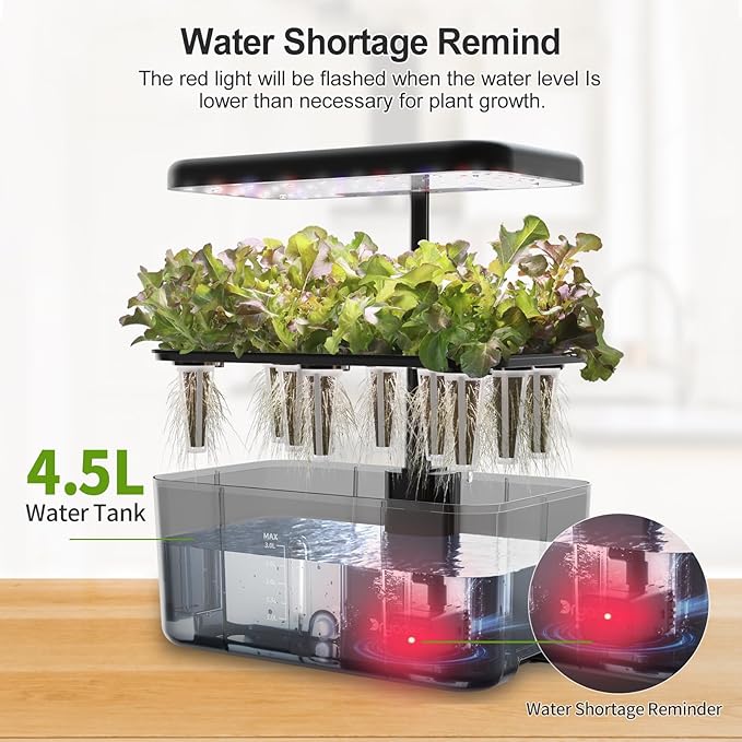Hydroponics Growing System Indoor Garden, 8 Pods Indoor Herb Garden Kit Countertop with LED Grow Light Quiet Smart Water Pump for Home Kitchen Office, Gift Ideas for Women Men-VerdiqueGarden