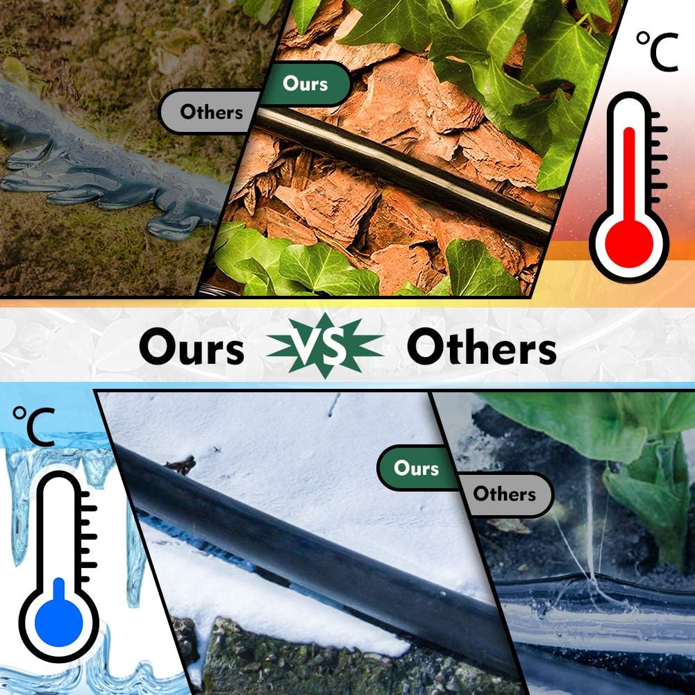 Bonviee 400ft 1/4 inch Drip Irrigation Tubing, Drip Irrigation Hose, Garden Watering Tube Line for Garden Watering System-VerdiqueGarden