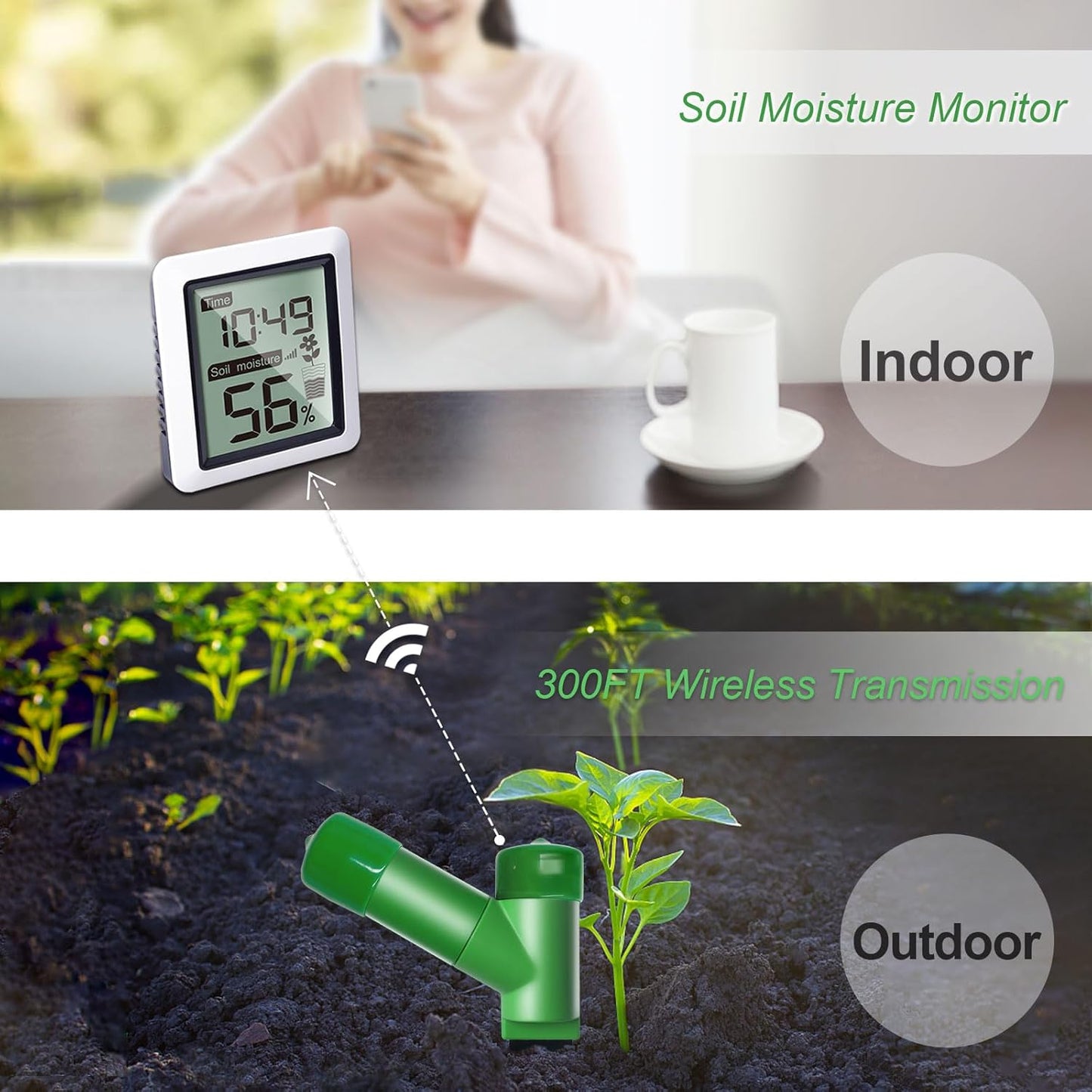 ECOWITT WH0291 Soil Moisture Tester Plant Soil Moisture Sensor Meter with Digital LCD Display-VerdiqueGarden
