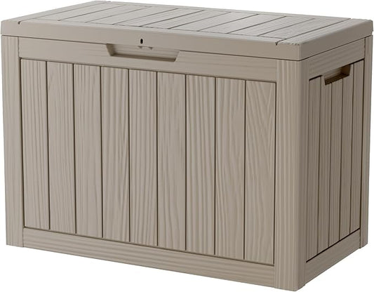 45 Gallon Lockable Resin Deck Box, Waterproof & UV-Resistant Outdoor Storage Box for Outdoor Cushion Storage, Garden Tools & Pool Accessories Storage, Gray-VerdiqueGarden