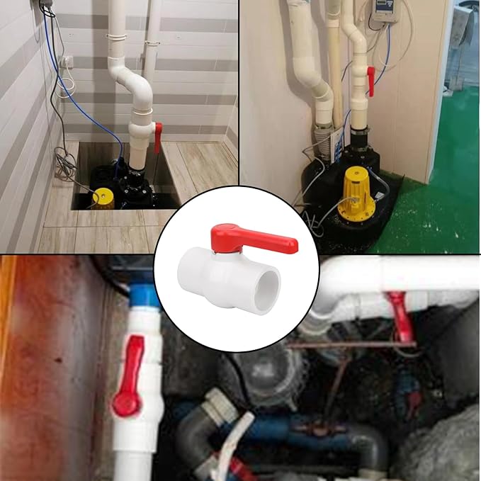 2-1/2" PVC Ball Valve Water Pipe Shut-off Valve Socket with Red T-Handle for Cold Water Supply lines, Irrigation Pipe fitting System(Socket x Socket), 2.50" PVC Water Shut-off Valves Fitting, SCH40-VerdiqueGarden