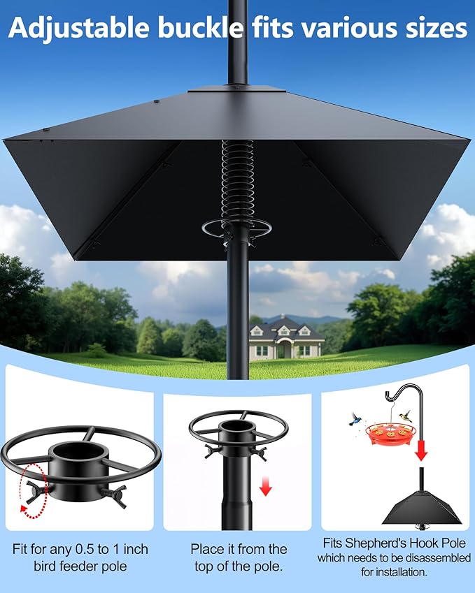 Metal Squirrel Baffle - Squirrel Baffle for Bird Feeder Pole, Upgrade Spring Motion Design for Better Defense, 19 Inch Heavy Duty Guard for Outside Bird Feeder Pole Mount-VerdiqueGarden