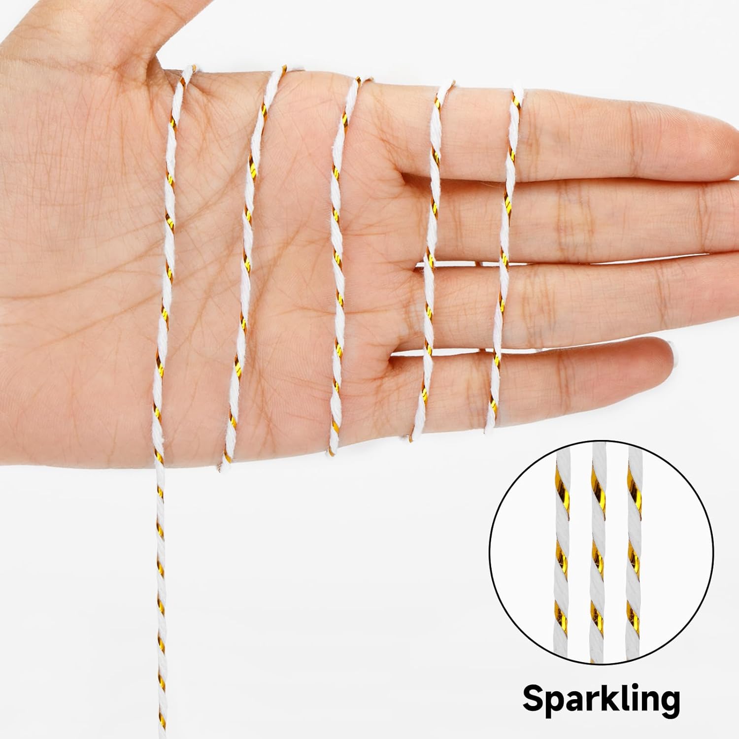 328 Feet Cotton Bakers Twine, Gold Metallic Wedding & Holiday Twine-VerdiqueGarden