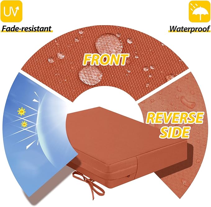 AAAAAcessories Outdoor Seat Cushions for Chairs, Waterproof, Fade-Resistant Patio Furniture Replacement Cushions, 18.5" x 16" x 3", Set of 2, Rust-VerdiqueGarden