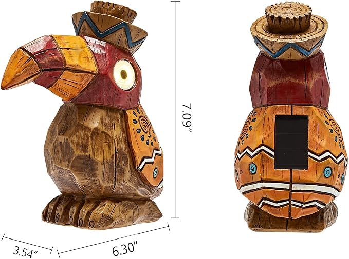 Solar Tiki Statue-WoodWoodpecker Bird-Garden Hawaiian - Solar Outdoor Light Garden Sculptures & Statues Totem Pole Bar Outdoor Patio Pool Yard Summer Decorations-VerdiqueGarden