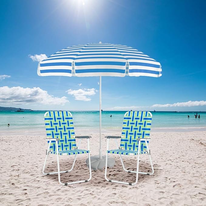 VINGLI Patio Lawn Webbed Folding Chairs 1 Piece, Outdoor Beach Chair Portable Dining Chair for Outdoor Yard, Garden (Blue, Classic)-VerdiqueGarden