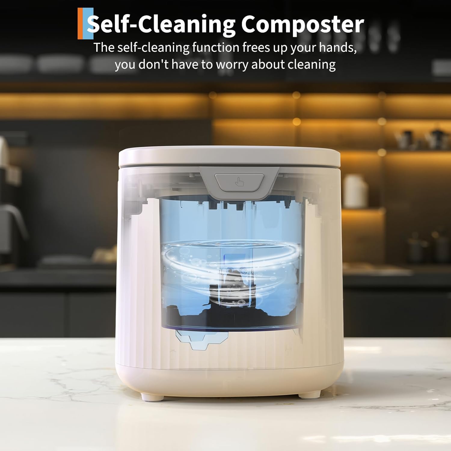 2.5L Electric Kitchen Composter Smart Odorless Compost Bin Auto-Cleaning Countertop Food Waste Composting Machine -Fast 4-6H Food Waste to Fertilizer Conversion for Outdoor Use (White-VerdiqueGarden