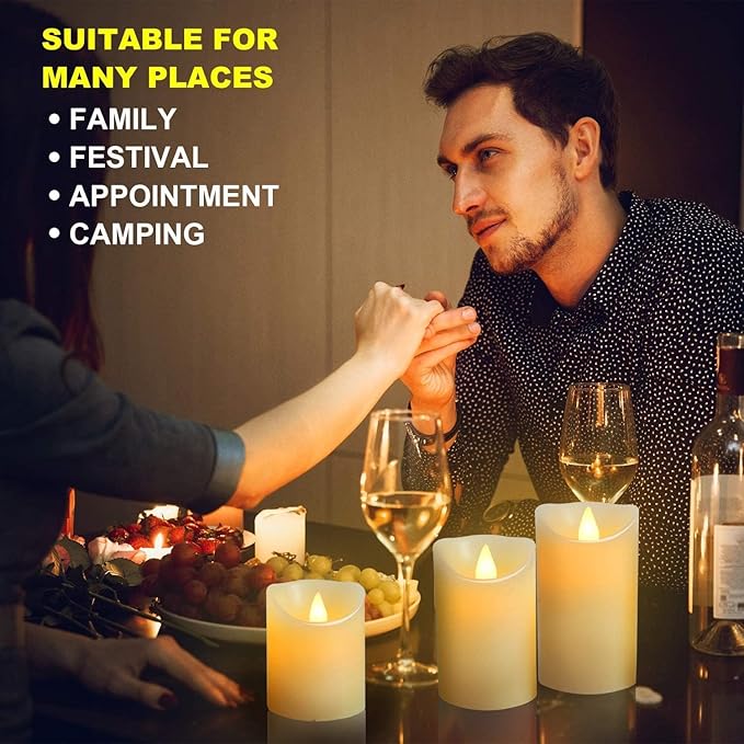 Tappovaly Flameless Flickering Battery Operated Candles 3pack Real Wax Pillar LED Candles with 10-Key Remote Control and 24 Hours Timer for Wedding, Party, Home Decoration (Ivory)-VerdiqueGarden