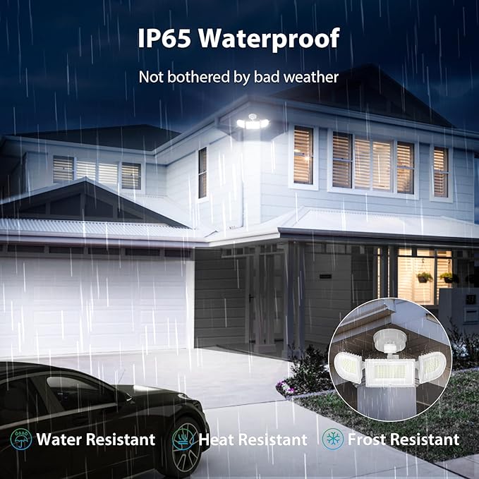 iMaihom 150W Motion Sensor Light Outdoor, 15000LM 6500K LED Security Floodlights, 3 Adjustable Head Motion Detection Light IP65 Waterproof for Yard Garage White 1pack-VerdiqueGarden