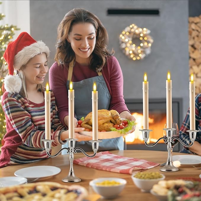 JOSU 6 Pack Flameless Candles with Remote Control Timer, Flickering LED Taper Candles Battery Operated, Christmas Window Light for Candleholder for Home Decor Thanksgiving Wedding Decoration-VerdiqueGarden