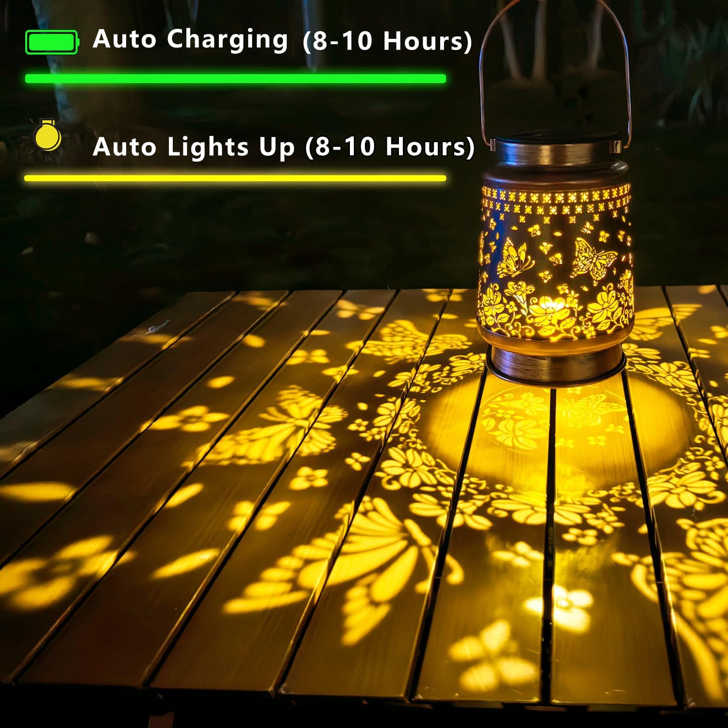 Solar Lanterns Outdoor Waterproof, Butterfly Hanging Solar Lanterns Birthday Gifts for Women Mom Grandma, Garden Decor for Patio Yard Lawn Backyard Porch-VerdiqueGarden