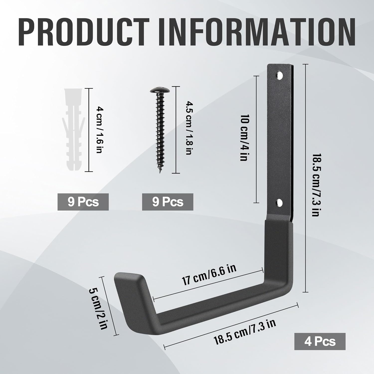 Heavy Duty Utility Hooks, Garage Storage Wall Mount Steel Hooks, Garden Tool Hanger, Garage Organizer for Tool, Ladder, Folding Chair, Hose, Ropes, Bike, etc.(4 Large, 7.7 Inches)-VerdiqueGarden