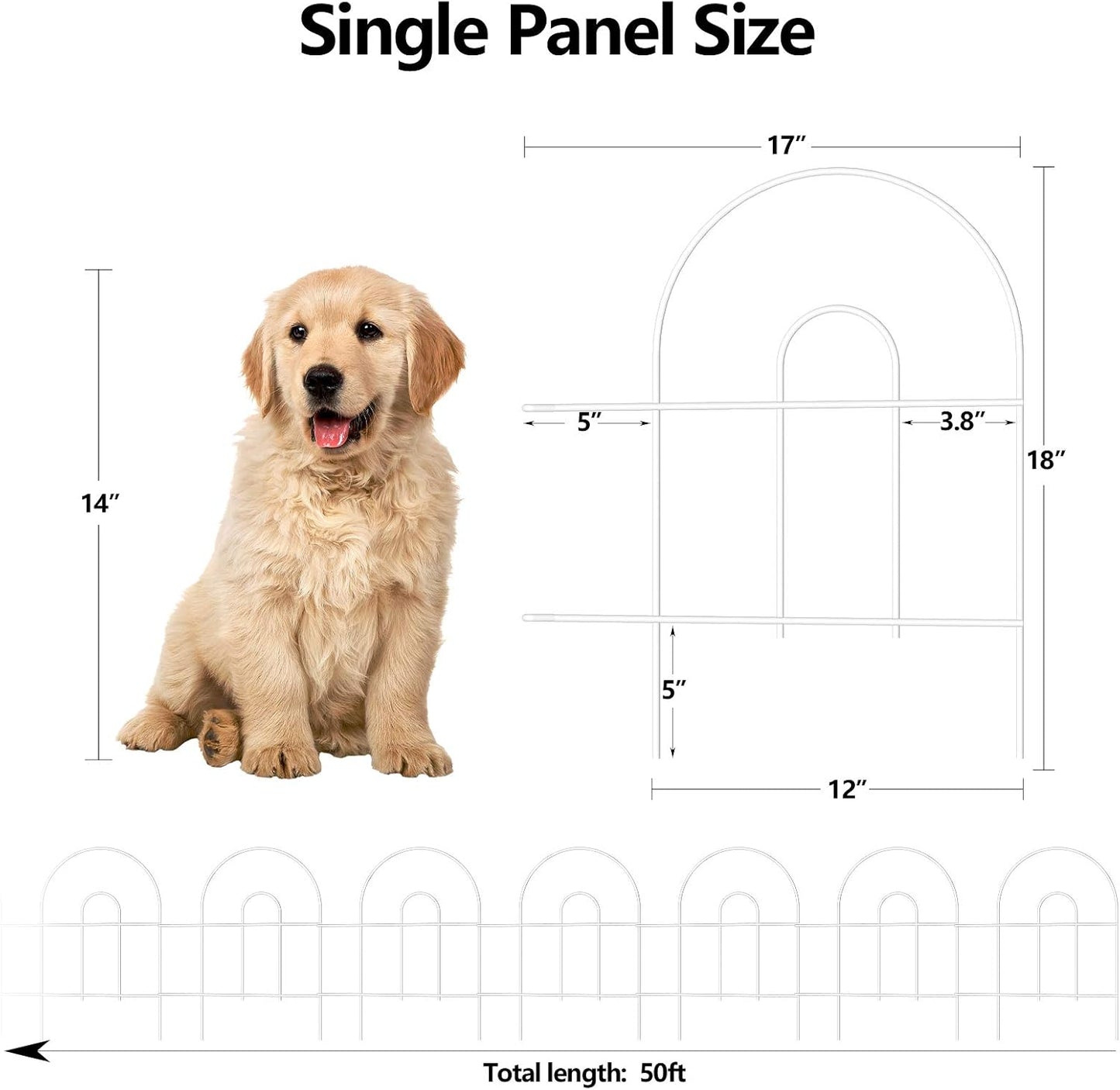 AMAGABELI GARDEN & HOME 35Panels 18in(H)×50ft(L) Decorative Garden Fences and Borders for Dogs Garden Fencing Animal Barrier No Dig Rustproof Metal Fence Panels for Flower Bed Fence White-VerdiqueGarden