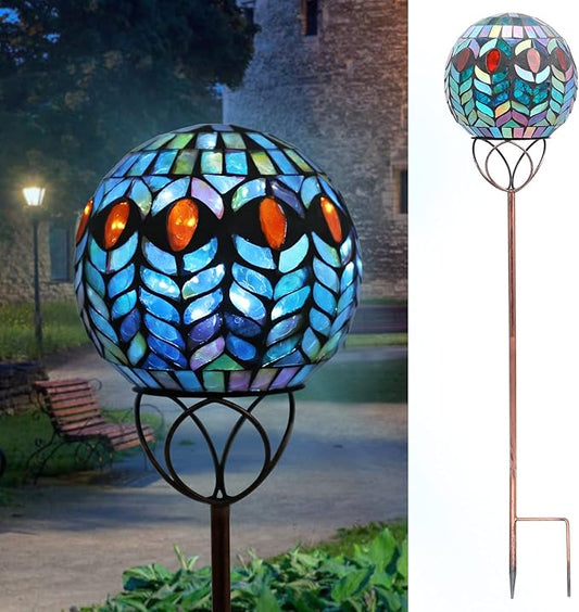 VCUTEKA Solar Outdoor Lights Garden Decor Mosaic Solar Garden Lights Waterproof Glass Ball LED Pathway Stake Light for Landscape Lawn Patio Yard Decoration 6 inch, Colorful-VerdiqueGarden