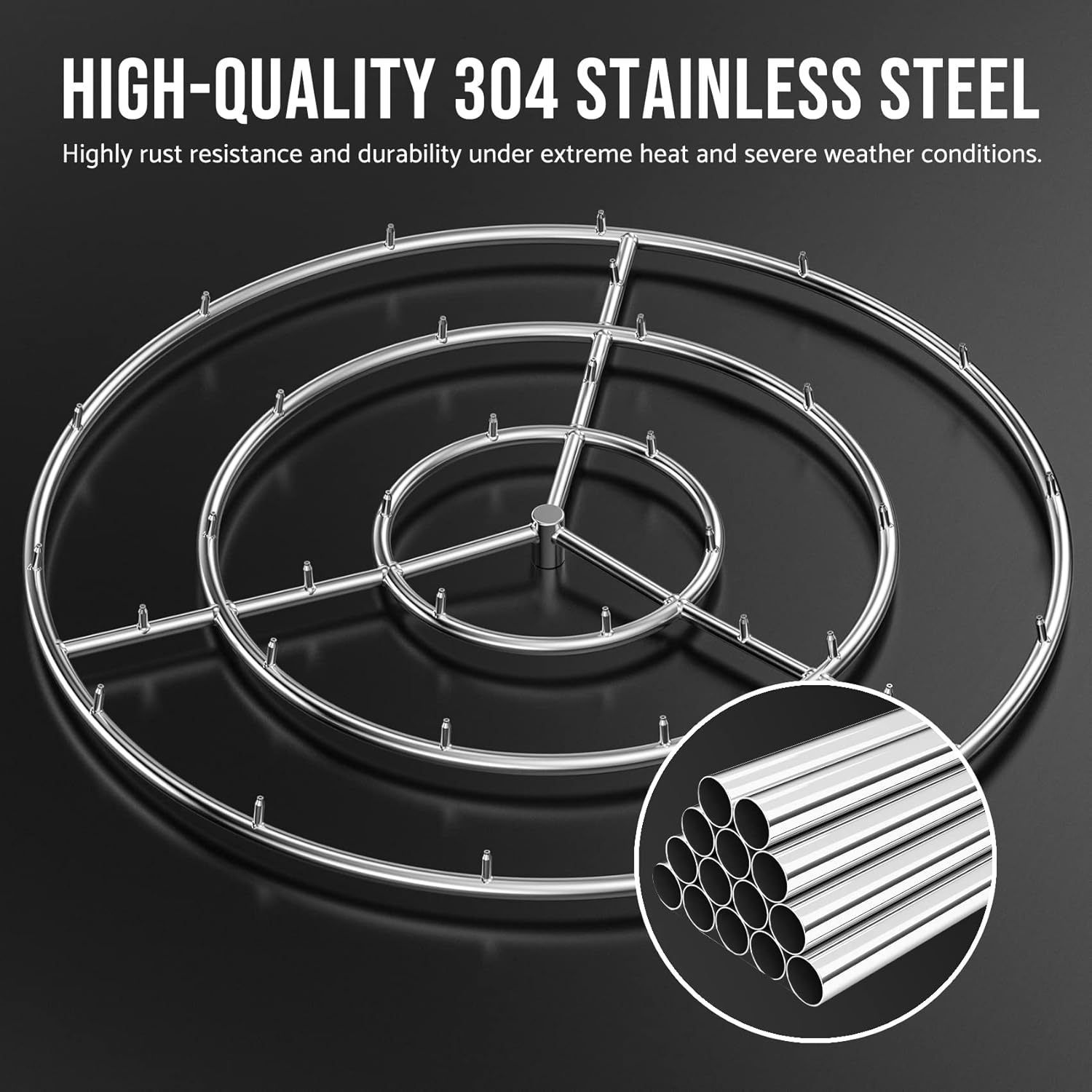 Skyflame 36-Inch Round Stainless Steel Fire Pit Jet Burner Ring - High Flame…-VerdiqueGarden