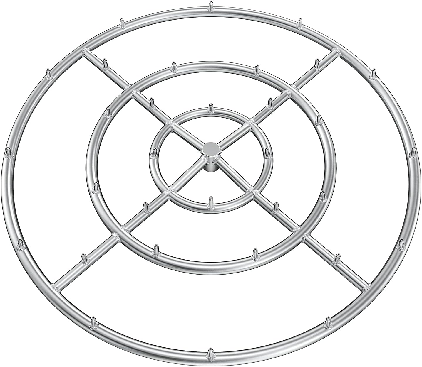 Stanbroil 30" High Flame Round Jet Burner Ring for Natural or Propane Gas Fire Pit, 304 Series Stainless Steel, Triple Ring-VerdiqueGarden
