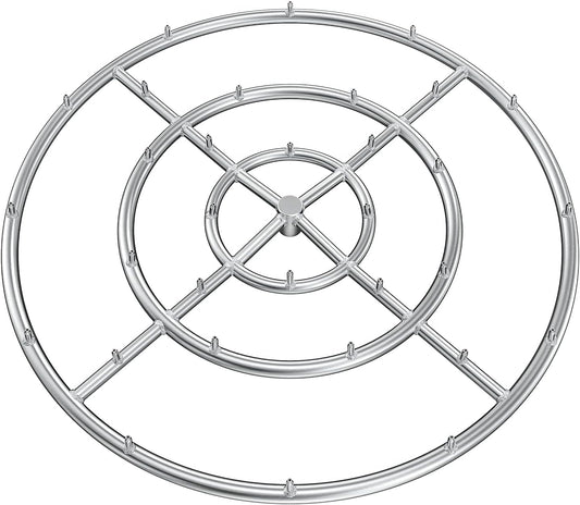 Stanbroil 30" High Flame Round Jet Burner Ring for Natural or Propane Gas Fire Pit, 304 Series Stainless Steel, Triple Ring-VerdiqueGarden