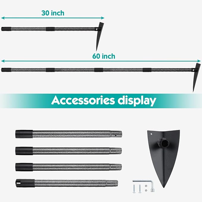 Hoe Garden Tool,Triangle Gardening Hoe with Sharp Blade for Digging,Weeding,Cutting and Loosing Soil,60 Inch Adjustable Length Metal Handle…-VerdiqueGarden