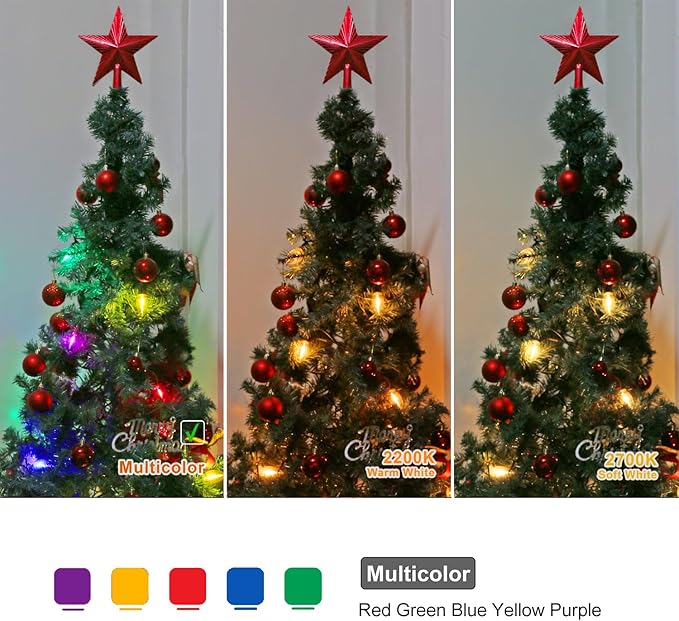 25 Pack C9 LED Replacement Christmas Light Bulbs Multicolor, Waterproof Shatterproof Outdoor String Lights Vintage LED Filament Bulb, E17 Base, Commercial Grade Holiday Decoration Bulbs-VerdiqueGarden