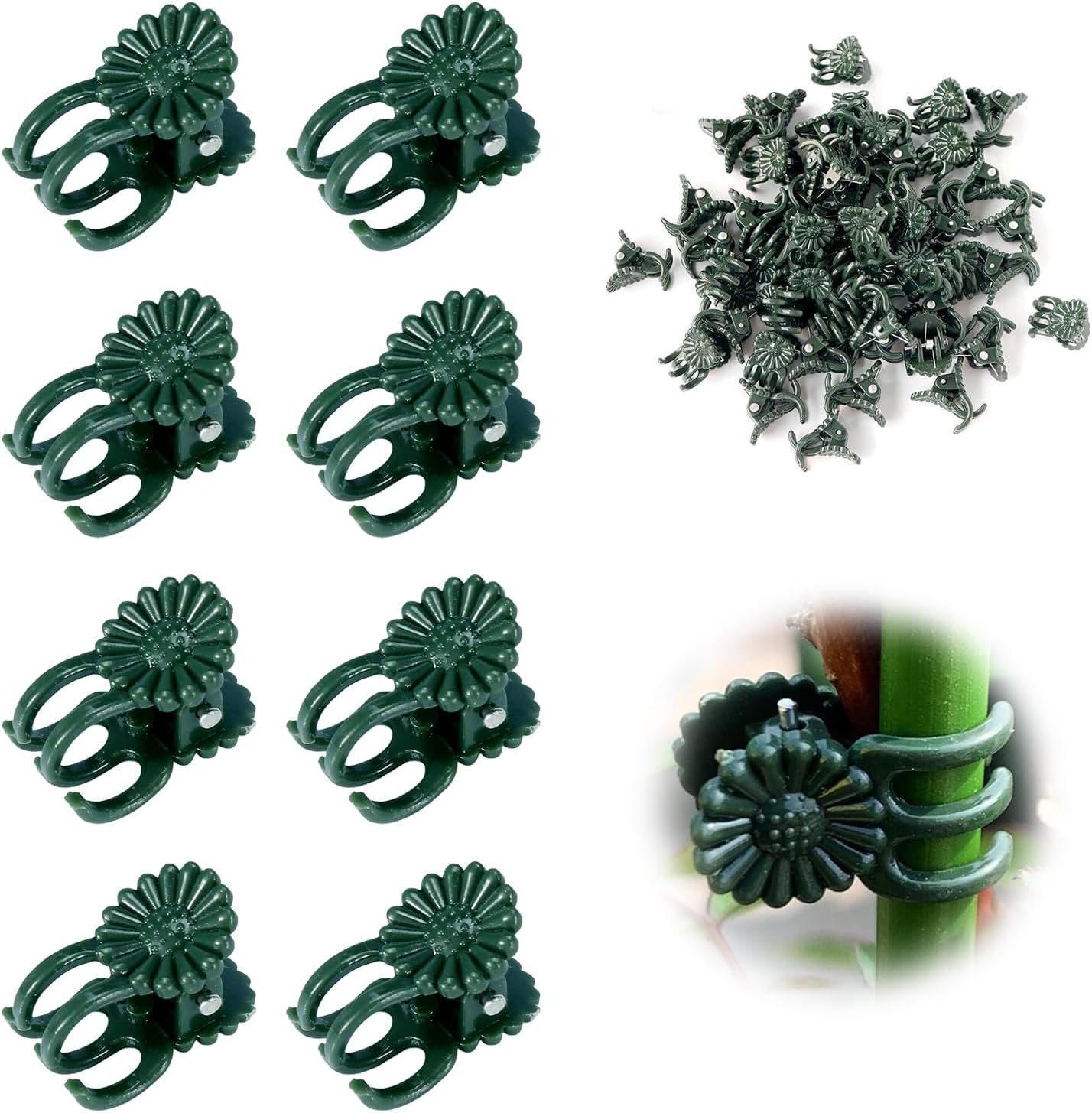 100 Pcs Plant Clips Orchid Clips,Plant Orchid Support Clips,Flower and Vine Clips，Garden Clips，Plant Clips for Climbing Plants-VerdiqueGarden