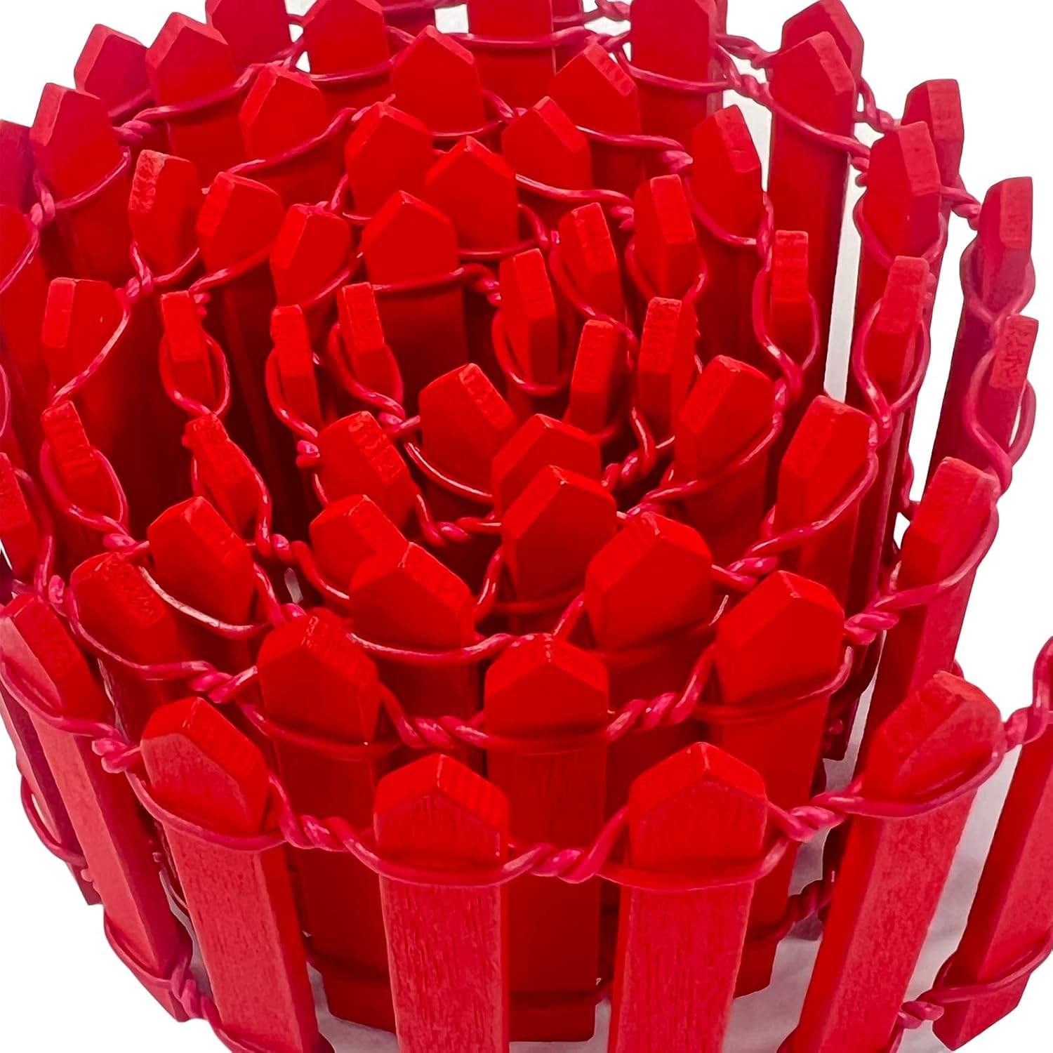 35 Inches Mini Fairy Garden Fence DIY Christmas Small Wood Decorative Picket Fence Micro Landscape Miniature Ornaments for Dollhouse, Crafts, Diorama Project, Plant Pot, Red-VerdiqueGarden