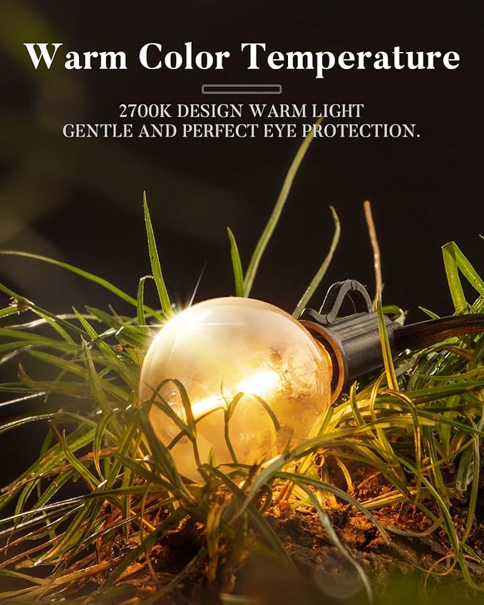 Lightdot 200FT Outdoor String Lights, LED Bistro String Lights with Shatterproof G40 Vintage Bulbs, 2200K Dimmable, Waterproof Hanging Lights for Porch, Deck, Garden, Backyard, Balcony - ETL Listed-VerdiqueGarden