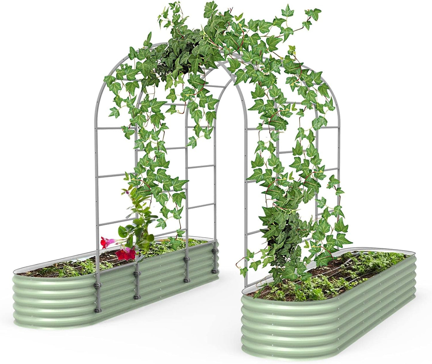Vego Garden Modular Arched Trellis System 7.0' Long Trellis for 2.5' x 9.5' (10 in 1) Garden Bed-VerdiqueGarden