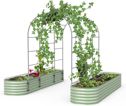 Vego Garden Modular Arched Trellis System 7.0' Long Trellis for 2.5' x 9.5' (10 in 1) Garden Bed-VerdiqueGarden