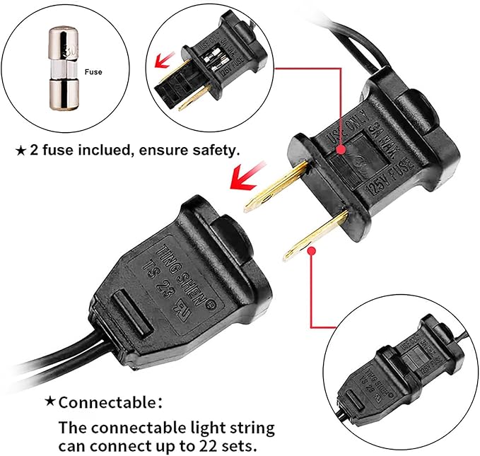 Purple Halloween LED Lights - 2 Pack 100 Count Purple Christmas String Lights for Tree, Party, Holiday, Indoor/Outdoor Halloween Decorations, 2 Sets 33 Feet Black Wire, UL Certified, Connectable-VerdiqueGarden