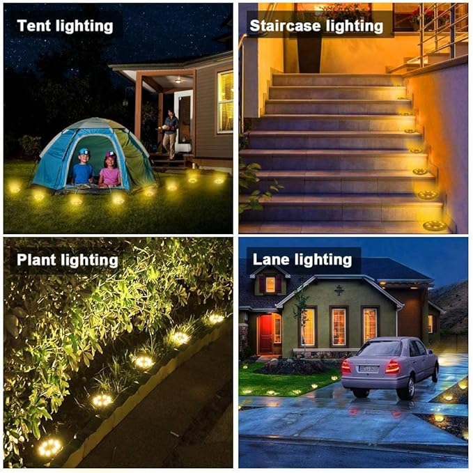 Solar Powered Ground lights 12 Pack,Waterproof LED Solar Lights Outdoor Solar Disk Lights Decorative,Solar Garden Lights for Landscape Pathway Patio Yard Walkway Path Lawn Driveway Lighting Warm White-VerdiqueGarden