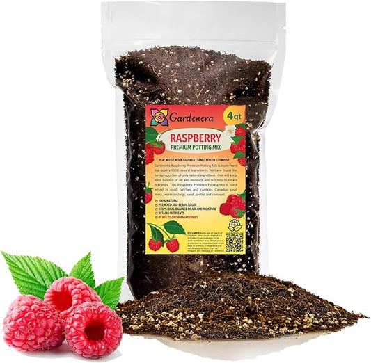 Premium Raspberry Potting Soil Mix - Optimal Blend for Thriving and Juicy Berries - 4 Quart-VerdiqueGarden