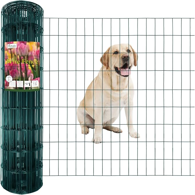 Green PVC Coated Welded Wire Fence 36 Inch x 50 Foot, 2 Inch x 4 Inch 14GA, Garden Border Fencing Roll Vinyl Coating Metal Wire Mesh Hardware Cloth for Yard Vegetable Plant Protection-VerdiqueGarden